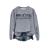 Fashion Shirt God Is Writing Your Story Stop Trying To Steal The Pen Felpa Donna Inspirational Citazione Camicie Allenamento Tasca, Grigio scuro, M