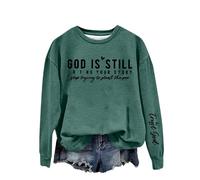 Fashion Shirt God Is Writing Your Story Stop Trying To Steal The Pen Felpa Donna Inspirational Citazione Camicie Allenamento Tasca, Verde, XL
