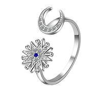 Fashion Silver Color Adjustable Crescent Moon And Tiny Star Rings Wedding Engagement Ring Jewelry For Women . Nice processing