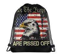 Fashion Sport String Zaino American Flag Bald Eagle We The People Are Pissed off Borsa con Coulisse con Coulisse Shopping Zaini per Viaggi, Regalo, Scuola