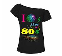 Fashion Sports Dude I Love 90s - Top da donna, con maglie retrò per feste a stelle pop, top per feste anni '80, Palloncino Anni 80 Nero, 40-42