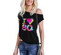 Fashion Sports Dude I Love 90s - Top da donna, con maglie retrò per feste a stelle pop, top per feste anni '80, Nero Anni 80 Multi Face, 40-42