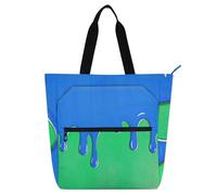Fashion Street Graffiti pittura blu verde libro per bambini borsa tote per bambini adulti, gotico impermeabile biblioteca borsa a tracolla con cerniera per scuola e tempo di gioco scuola arcobaleno