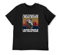 Fashion T-Shirt Funny Owl That's What I Do Read Books Avoid People Know Things Retro Men Black S