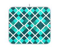 Fashion Teal Checkered Plaid Buffalo stuoia di essiccazione piatto stendino cucina contatore stuoie di essiccazione per piatti microfibra friggitrice ad aria resistente al calore tappetino 16 x 18