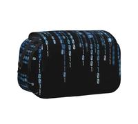Fashion The Blue Binary Print Pen Pencil Double Layer Zipper Pencil Case Pouch Pouch Clear Makeup Color Pouch Cosmetici Borsa multiuso Cancelleria Bag