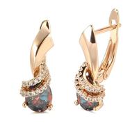 Fashion trend blue-colored zircon earrings for women, minimalist style, gradient-colored crystal ear accessories