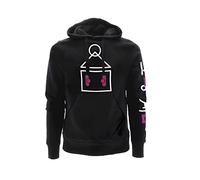 Fashion UK Felpa Squid Game con Cappuccio Ufficiale Gioco Del Calamaro. Modello Campo da Gioco. Stampa Frontale e Logo Sulla Manica. Nera. Taglie per Adulto e Ragazzo. (XXL)