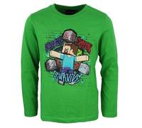 Fashion UK Minecraft Steve - Maglia a maniche lunghe, colore: Verde, verde, 116 cm