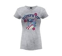 Fashion UK T Shirt Lilo E Stitch - T-Shirt Donna Cotone 100% - Modello Surfs Up - Maglietta Personalizzata - Maglia Ragazza - Abbigliamento Donna Adulto - (IT, Testo, S, Regular, Regular, Grigio)