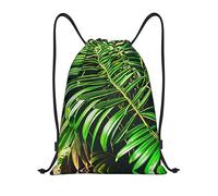 Fashion Zaino Coulisse Palm Tree Green Leaves Zaino da Viaggio Personalizzato Sacca Ginnastica per Festival Donna Sport 36X42cm