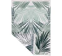 Fashion4Home Tappeto a pelo corto, boho Kelim, per soggiorno, camera da letto e cucina, per corridoio, camera dei bambini, colore verde palma-bianco, saluti: 140 x 200 cm