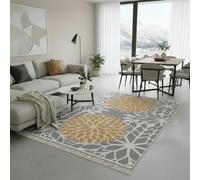 Fashion4Home Tappeto a pelo corto, boho Kelim, per soggiorno, camera da letto e cucina, per corridoio, cameretta dei bambini, : blu orientale, oro, 50 x 80 cm