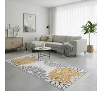 Fashion4Home Tappeto a pelo corto, boho Kelim, per soggiorno, camera da letto e cucina, per corridoio, cameretta dei bambini, orientale, blu, oro, 80 x 150 cm