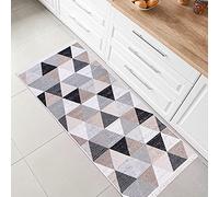 Fashion4Home Tappeto a pelo corto, boho Kelim, per soggiorno, camera da letto e cucina, tappeto per corridoio, cameretta dei bambini, motivo a quadri, colore: grigio, saluti: 60 x 180 cm