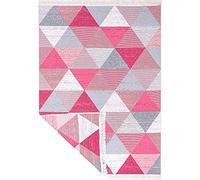 Fashion4Home Tappeto a pelo corto - Boho Kelim Tappeto per soggiorno, camera da letto e cucina, tappeto per corridoio, motivo a quadri rosa chiaro, dimensioni: 140 x 200 cm