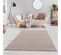 Fashion4Home - Tappeto a pelo corto in tinta unita per salotto, cameretta dei bambini, camera da letto, studio, ufficio, corridoio e cucina, colore: beige, dimensioni: 140 x 200 cm
