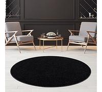Fashion4Home - Tappeto a pelo corto in tinta unita per salotto, cameretta dei bambini, camera da letto, studio, ufficio, corridoio e cucina, colore: nero/antracite, dimensioni: 120 cm, rotondo