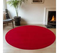 Fashion4Home - Tappeto a pelo corto in tinta unita per salotto, cameretta dei bambini, camera da letto, studio, ufficio, corridoio e cucina, colore: rosso, dimensioni: 200 cm, rotondo