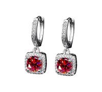 Fashionable And Popular Square Bag One Imitation Moissanite Silver Earrings For Women Zircon Ear Clip And Earrings Orecchini Argento Spina (Z4-B, A)
