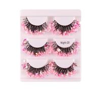 Fashionable Fake Eyelashes - Glitter Voluminous Lashes, 3 Pair Lash Set with Shine, Dramatic False Lash Extensions, Makeup Supplies for Festivals, Stage Carnival Lashes for Girls