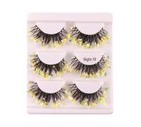 Fashionable Fake Eyelashes - Glitter Voluminous Lashes, 3 Pair Lash Set with Shine, Dramatic False Lash Extensions, Makeup Supplies for Festivals, Stage Carnival Lashes for Girls