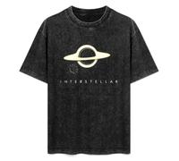 Fashionable Men's Retro T-Shirt Interstellar Nolan Film Art Poster Space Spaceship Cotton T-Shirt Black XXL