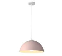 Fashionable Personalized Chandelier, Semicircular Engineering Shade, Single Head Hanging Light, Colorful Aluminum Pendant Lamp for Kitchen, Bedroom, Dining Room, Restaurant(Pink,35cm)