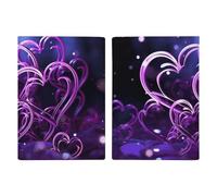 Fashional - Porta passaporto da viaggio con cuori viola, con scomparti per carte di credito e carta d'imbarco, porta passaporti, carte di credito