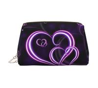 Fashional - Trousse da viaggio in pelle con stampa a cuori viola, con tasca impermeabile e portatile, aperta e piatta, Oro, taglia unica