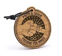 Fashionalarm Portachiavi Papà e figlio - Amici per sempre in legno con incisione | Festa del papà regalo di compleanno idea papà nascita bambino ragazzo, marrone, vedi descrizione, Classico