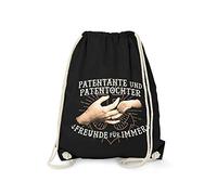 Fashionalarm Sacca da palestra, brevettata e figlioccia - Amici per sempre | Divertente zaino con motivo e scritta alla moda come regalo per nascita e ragazza, Nero , taglia unica, Unico