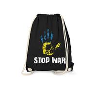 Fashionalarm Sacca da palestra - Stop War | Zaino con scritta "Pace for the Ucraine Bandiera Motivo Peace & Pace #StandwithUcraine Solidarietà, Nero , taglia unica, Unico