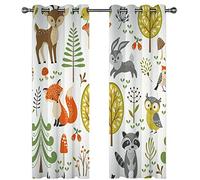 Fashionapple Tende Oscuranti Termiche Isolanti Cartoon bambini animali della foresta Finestre Soggiorno Moderne 2 Pezzi Stampa 3D Oscuranti Termiche Isolanti 140x160cm