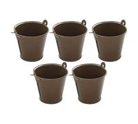 FashionCha 5 Piccoli Secchielli in Metallo, Perfetti Come Vasi per Fiori E Centrotavola, Marrone