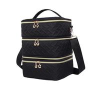 FashionCha Custodia per il trasporto dello smalto per unghie, custodia per il trucco, borsa cosmetica per set da manicure da viaggio, Trama Intrecciata