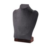 FashionCha Espositore per Collana, Ciondolo, Manichino in Velluto di Legno E Organizer con Design Elegante, Adatto per Cravatta, Velluto Grigio Scuro