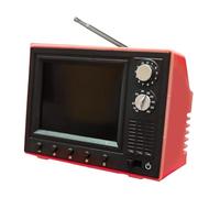 FashionCha Mini TV per Casa delle Bambole 1/12 Televisore Miniatura Accessorio Pp Schermo Multifunzione con Pulsanti Digitali E Memoria Interna ADA, Rosso