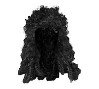 FashionCha Parrucca Lunga E Riccia Da Pirata in Stile Rock Nero per Halloween, Sintetica, Resistente.