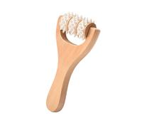 FashionCha Rullo Da Massaggio Manuale in Legno Utensile per Il Corpo Accessorio Portatile con Manico Comodo Adatto per Uomini Donne Autisti E Come Idea Regalo, Bianco 15.5 Cm X 8 Cm