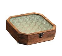 FashionCha Scatola Portaoggetti in Legno, Organizer da Scrivania, Baule Portaoggetti con Design Vintage Ribaltabile, Adatta per Cosmetici, 23x23x5.8 Cm