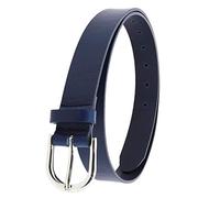 FASHIONGEN - Cintura da donna in pelle di toro, concia vegetale, RIVOLI - Blu marino (Fibbia argento), 90 cm/pantaloni da 42 a 44