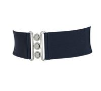 FASHIONGEN - Cintura donna 7,50 cm larga e Elastica, fatto in Francia, GLORIA - Blu marino (Fibbia argento), Large