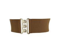 FASHIONGEN - Cintura donna 7,50 cm larga e Elastica, fatto in Francia, GLORIA - Cammello (Fibbia dorata), 2XL