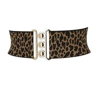 FASHIONGEN - Cintura donna 7,50 cm larga e Elastica, fatto in Francia, GLORIA - Pantera marrone, 2XL