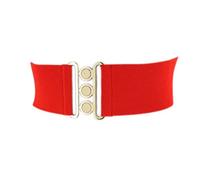 FASHIONGEN - Cintura donna 7,50 cm larga e Elastica, fatto in Francia, GLORIA - Rosso (Fibbia dorata), Small