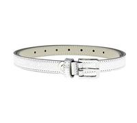 FASHIONGEN - Cintura donna larga 2 cm VERA PELLE di origine italiana, LINDA, Cintura per vestito, pantaloni - Argento, 110