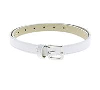 FASHIONGEN - Cintura donna larga 2 cm VERA PELLE di origine italiana, LINDA, Cintura per vestito, pantaloni - Bianco (Fibbia argento), 100