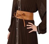 FASHIONGEN - Cintura Obi da donna, cintura Obi larga, similpelle in Poylurethane, alta qualità, MICA - Cammello, 3XL