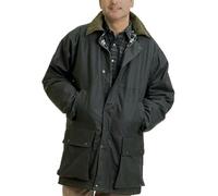 FASHIONISM Giacca da uomo a maniche lunghe classica, imbottita, in cera per la campagna, resistente, con cerniera, idrorepellente, Oliva, 4XL